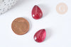 Cabochon goutte verre lisse 18x13mm Rouge magenta, cabochon pour création de bijoux, X1 G8130