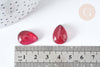 Cabochon goutte verre lisse 18x13mm Rouge magenta, cabochon pour création de bijoux, X1 G8130