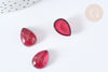 Cabochon goutte verre lisse 18x13mm Rouge magenta, cabochon pour création de bijoux, X1 G8130