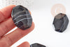 Cabochon octogone agate NOIR , cabochon pierre agate naturelle,28-39mm X1 G4816