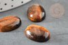 Cabochon œil de tigre naturel marron ovale 13x18mm, cabochon pierre naturelle, x1 (G2069)