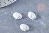 Cabochon ovale howlite blanche naturelle 14 x10mm, cabochon dôme pour création bijoux pierre naturelle, X1 G8691