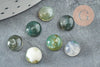 Cabochon rond agate mousse verte 8mm, cabochon rond, agate mousse naturelle, cabochon pierre,agate mousse, x1 G2422