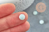 Cabochon rond amazonite bleue naturelle à facettes 8mm, création bijoux pierre naturelle, X1 G5638