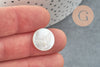 Cabochon rond colombe nacre blanche naturelle gravé 15.5mm, cabochon coquillage naturelle religion, x1 G9627