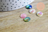 Cabochon rond écailles résine irisée multicolore 10mm, cabochon pour création bijoux,X10 G7101