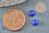 Cabochon rond jade naturel teinté bleu roi 6mm, cabochon création bijoux pierre, X1 G8694