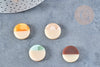 Cabochon rond plat acrylique bicolore 19mm, cabochon pour création bijoux plastique, X1 G8679