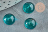 Cabochon rond verre lisse 10mm turquoise foncé, cabochon pour création de bijoux, X1 G8605