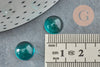 Cabochon rond verre lisse 10mm turquoise foncé, cabochon pour création de bijoux, X1 G8605