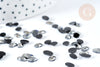 Cabochon strass noir irisé ovale 6x4mm, cabochon plastique,strass couture,création,customisation,lot de 5 grammes G8339