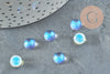 Cabochon verre demi-rond clair irisé opalite AB 8mm, accessoires pour création de bijoux, X1 G8333