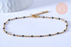 Chaine de cheville acier doré 14k résine noire chaine doree, bracelet chaîne fine,1.5-2mm,23cm, x1 G3430