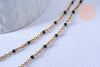 Chaine de cheville acier doré 14k résine noire chaine doree, bracelet chaîne fine,1.5-2mm,23cm, x1 G3430