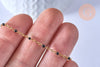 Chaine de cheville acier doré 14k résine noire chaine doree, bracelet chaîne fine,1.5-2mm,23cm, x1 G3430
