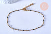 Chaine de cheville acier doré 14k résine noire chaine doree, bracelet chaîne fine,1.5-2mm,23cm, x1 G3430