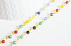 Chaine dorée perle agate naturelle colorée, chaine collier,création bijoux, chaine lunettes,chaine fantaisie 4.5mm, x1 G3393