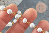 Chaine dorée perle howlite naturelle 6.5mm, chaine pierre, pierre naturelle chaine lunettes, X 50cm G4141