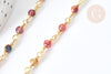 Chaine laiton doré perle agate naturelle colorée facettée 4.5mm, chaine collier,chaine lunettes fantaisie x 50cm - G8079