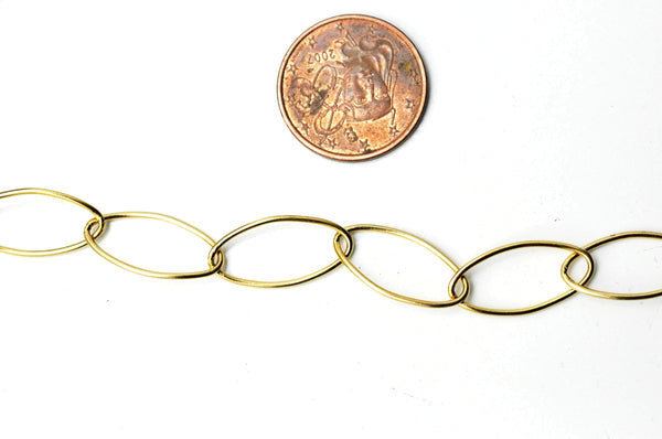 Chaine maille ovale acier 304 inoxydable doré PVD 18k 20x10mm, x1 mètre (G4309)