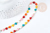 Collier chaine coeur acier doré 304 inoxydable émaillé multicolore 45mm, idée cadeau anniversaire fête des mères femme x1 G8622