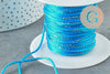 Cordon bleu turquoise or, bijoux,ruban mariage, scrapbooking, largeur 1.5mm, X 1mètre G3763