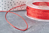 Cordon rouge tressé cuivre polyester 1mm, cordon métalisé pour bijoux, X 1mètre G8175