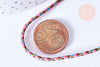 Cordon tressé Bordeau bleu rose fil doré 1.5mm-2mm,cordon multicolore scrapbooking,corde décoration, X1 mètre G6933