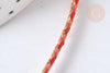 Cordon tressé orange clair et foncé fil doré 1.5mm-2mm, scrapbooking, x 1Mètre G7470