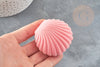 Ecrin bijou coquillage Velours rose 3.8cm, x1 (G3297)