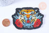 Ecusson brodé à repasser tigre customisation vêtement, écusson thermocollant,patch écusson brodé,85mm, x1 G2857