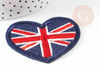 Ecusson coeur drapeau anglais,customisation vêtement, thermocollant,écusson brodé, drapeau anglais,57mm, x2 G1821