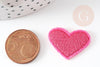 Ecusson coeur rose brodé,customisation vêtement, écusson thermocollant,patch brodé,écusson brodé,20mm, x5 G5077