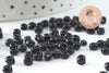 Grosses perles rocaille noire,fournitures pour bijoux, perles rocaille noire,perles verre, création bijou,noir opaque, lot 10g, 4mm G0901