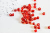 Grosses perles rocaille rouge transparente argent 4mm, x10gr (G3734)