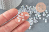 Grosses perles rocaille transparentes irisées,perles rocaille, arc-en-ciel, diamètre 4mm, x 20Gr (G1392)