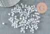 Grosses perles rocaille transparentes irisées,perles rocaille, arc-en-ciel, diamètre 4mm, x 20Gr (G1392)