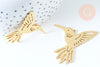 Pendentif acier doré 18K oiseau colibri 39.5,breloque acier inoxydable doré, pendentif sans nickel,création bijoux, x1 G6335