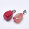 Pendentif agate rose rayée support acier argent, pendentif pierre, agate naturelle,création bijoux, pierre naturelle, 23mm, x1, G3901