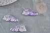 Pendentif aile verre violet clair 24.5mm ,pendentif verre pour création bijoux, x10 G5830