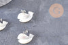 Pendentif baleine nacre blanche naturelle laiton platine 19.5mm, création bijoux coquillage blanc, x1 (G9914)