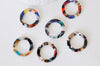 Pendentif cercle coloré acetate, fourniture bijoux, perle plastique,connecteur plastique,21.5mm, x2 ou x10 G2084