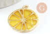 Pendentif citron agrume en zamac doré jaune 26.5mm, x2 (G5312)