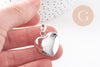 Pendentif coeur Bola harmonie carillon laiton argent platine 26.5mm, création bijoux grossesse, x1 (G9889)