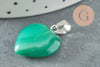 Pendentif coeur agate verte acier argenté, pendentif pierre agate naturelle verte,création bijoux en pierre naturelle, 23mm, X1 G3991