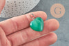 Pendentif coeur agate verte acier argenté, pendentif pierre agate naturelle verte,création bijoux en pierre naturelle, 23mm, X1 G3991