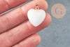 Pendentif coeur doré carats verre blanc 22mm, pendentif amour doré cristal, création bijoux, x1 G6208