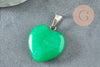 Pendentif coeur jade vert platine 22mm, pendentif bijoux pierre, jade naturel x1 G3117