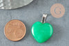 Pendentif coeur jade vert platine 22mm, pendentif bijoux pierre, jade naturel x1 G3117