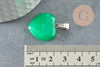 Pendentif coeur jade vert platine 22mm, pendentif bijoux pierre, jade naturel x1 G3117